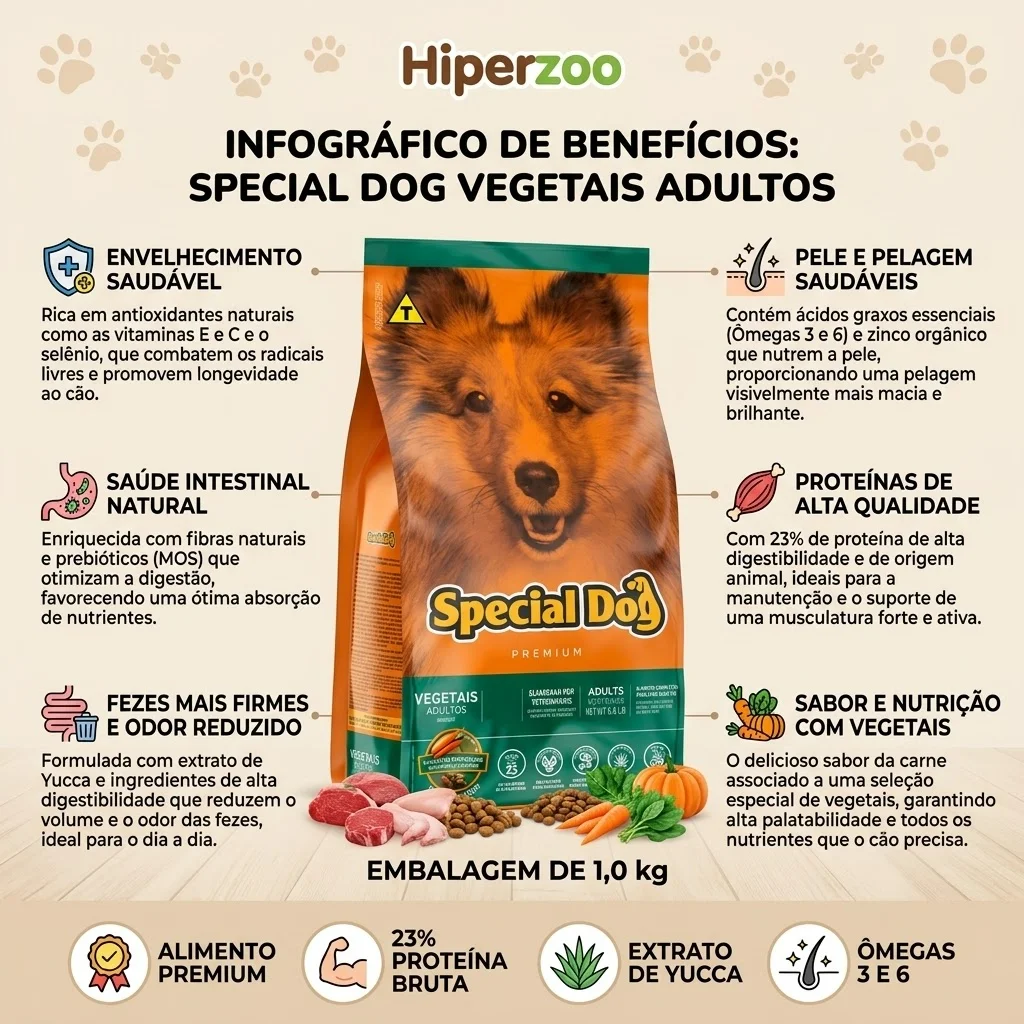 Ração Special Dog Sabor Vegetais para Cães Adultos 1Kg - imagem 2