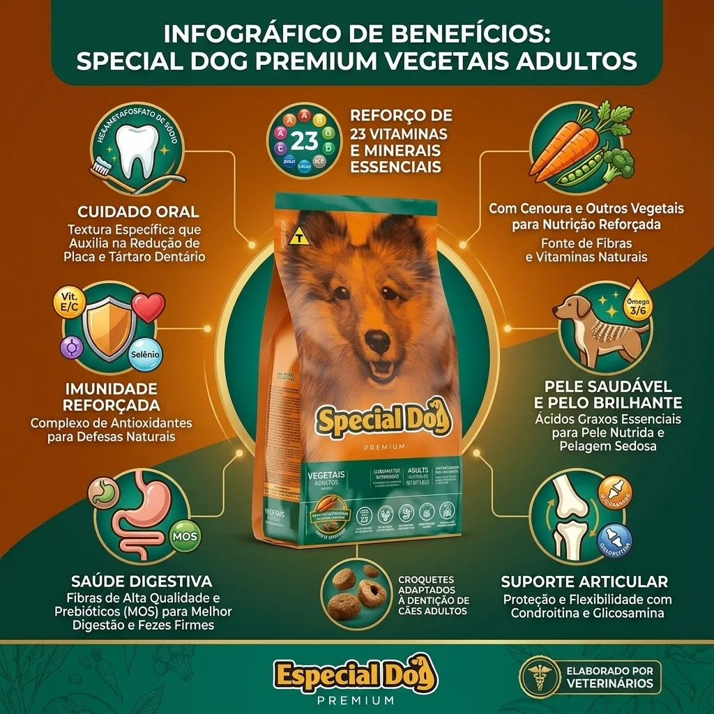 Ração Special Dog Sabor Vegetais para Cães Adultos 3Kg - imagem 2
