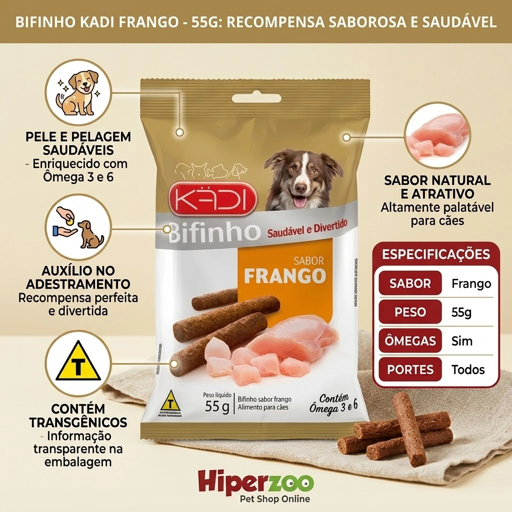 Bifinho Kadi para Cães Sabor Frango  55g - imagem 2