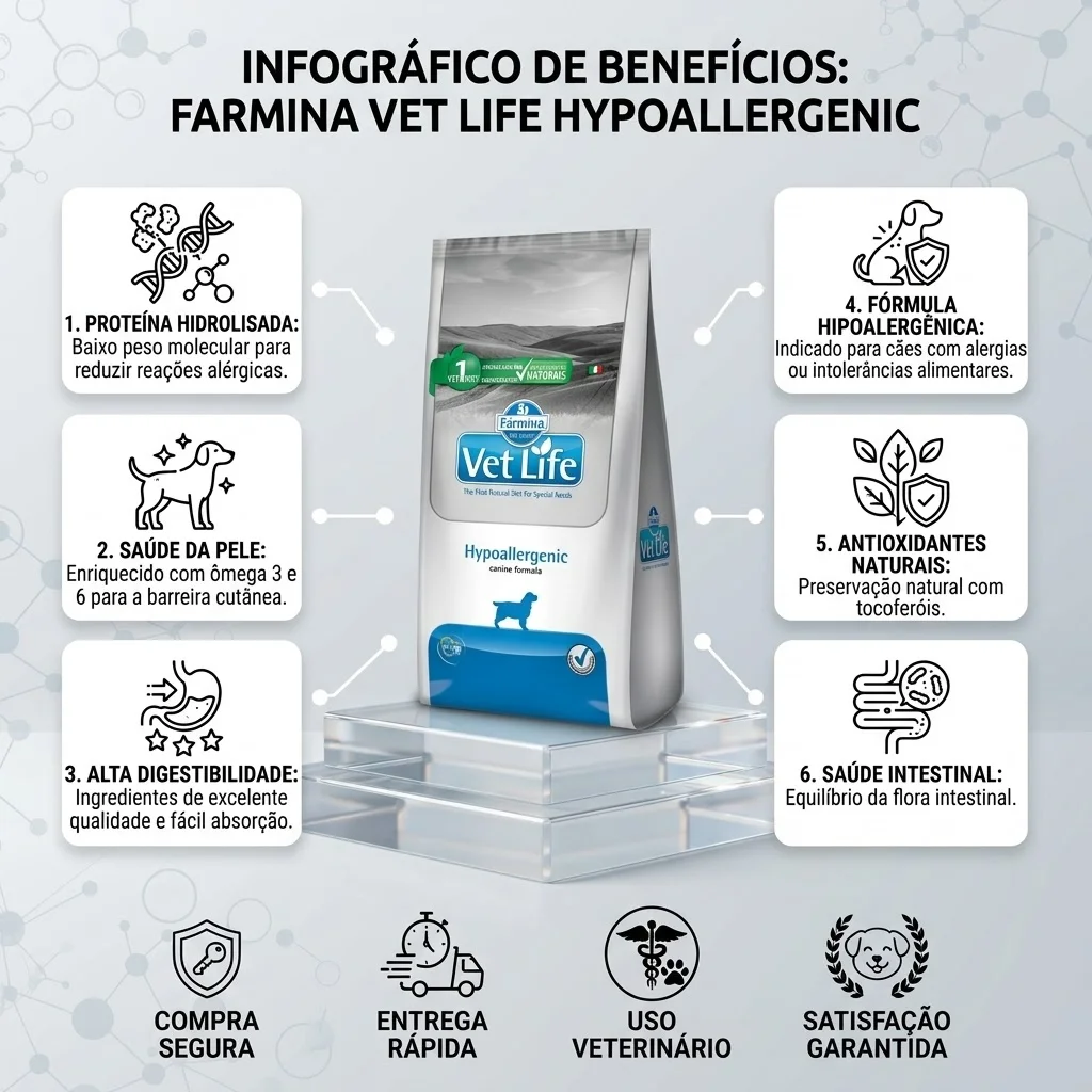 Ração Vet Life Natural Hypoallergenic para Cães Adultos - 10.1Kg - imagem 2