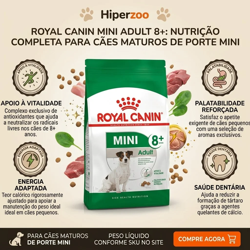 Ração Royal Canin Mini 8+ para Cães Sêniors Acima de 08 Anos Raças Pequenas - 7.5Kg - imagem 2
