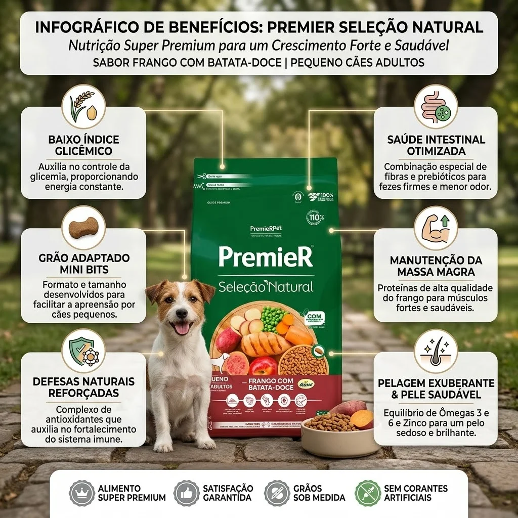 Ração PremieR Seleção Natural Cães Adultos Porte Pequeno Sabor Frango Korin & Batata-Doce 2,5Kg - imagem 2