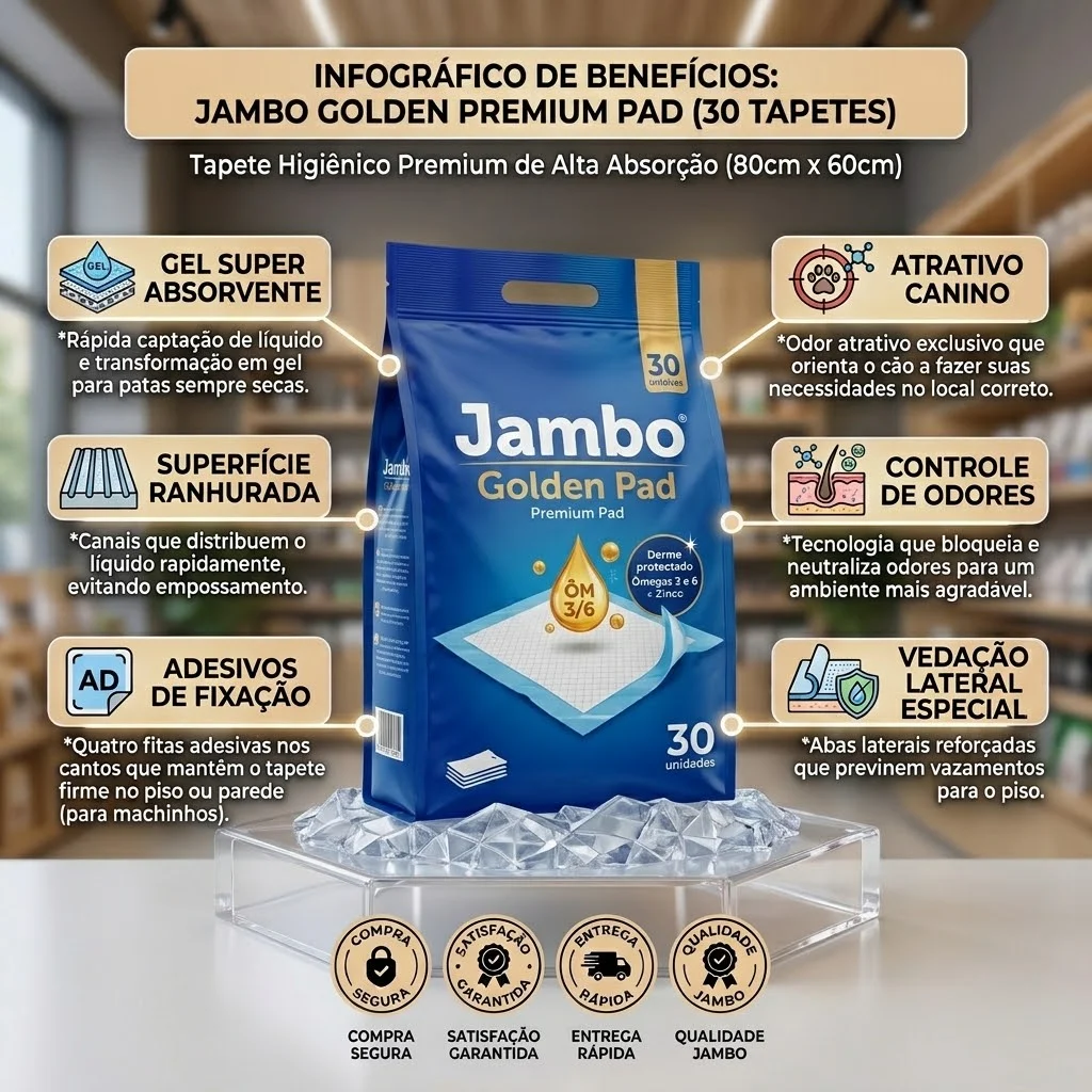 Tapete Higiênico Golden Jambo Para Cães 30 Unidades - imagem 2
