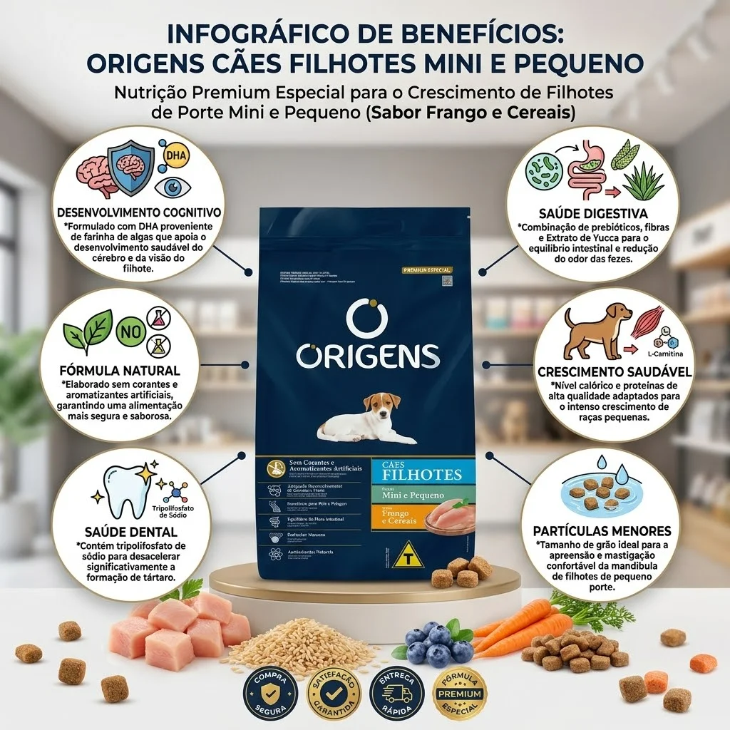 Ração Origens Premium Especial para Cães Filhotes Portes Mini E Pequeno Sabor Frango E Cereais 1Kg - imagem 2