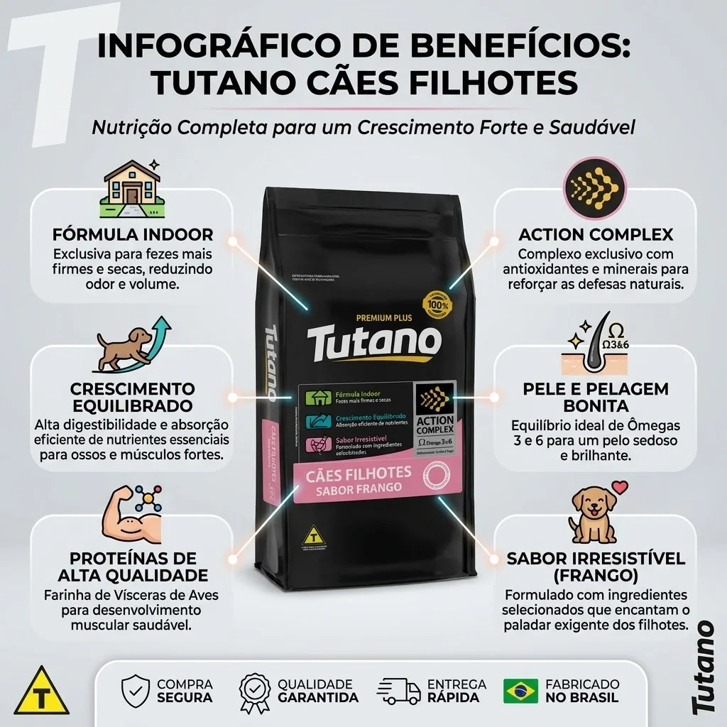 Ração Tutano para Cães Filhotes de Porte Médio e Grande Sabor Frango 15Kg - imagem 2