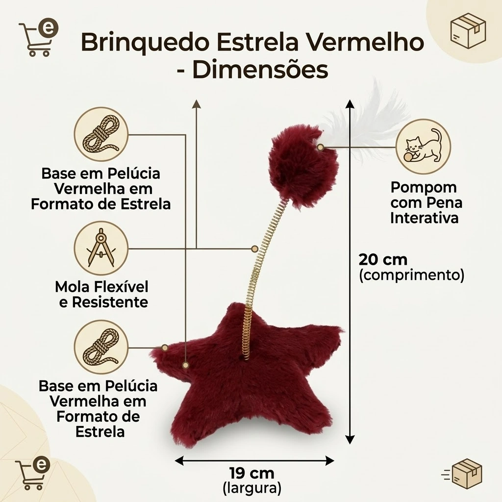 Brinquedo  Estrela Para Gatos Vermelho  - imagem 2