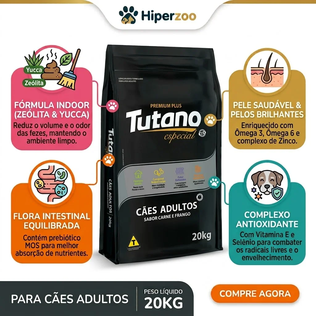 Ração Tutano Especial para Cães Adultos Sabor Carne Frango 20Kg - imagem 2