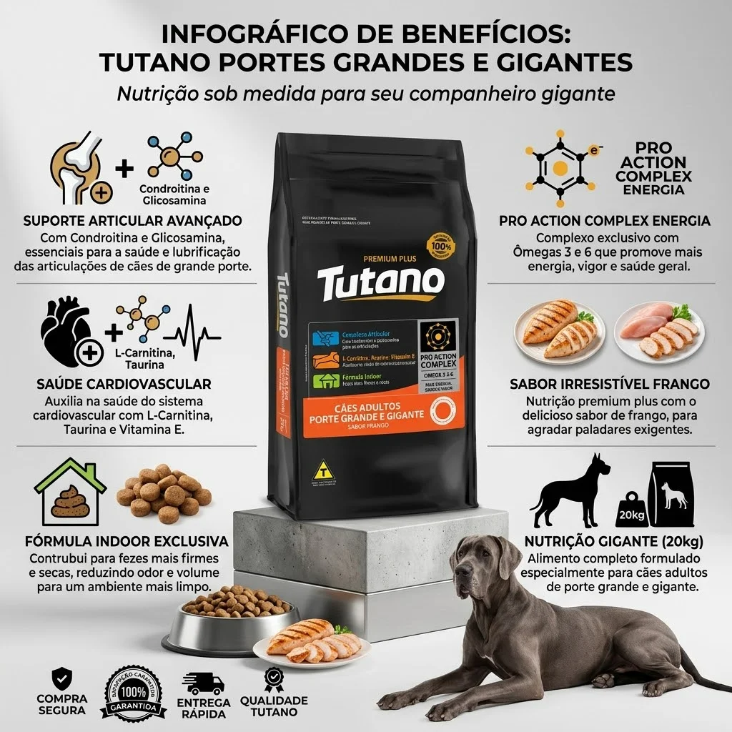 Ração Tutano Cães Adultos Raças Grandes e Gigantes Sabor Frango 15kg - imagem 2