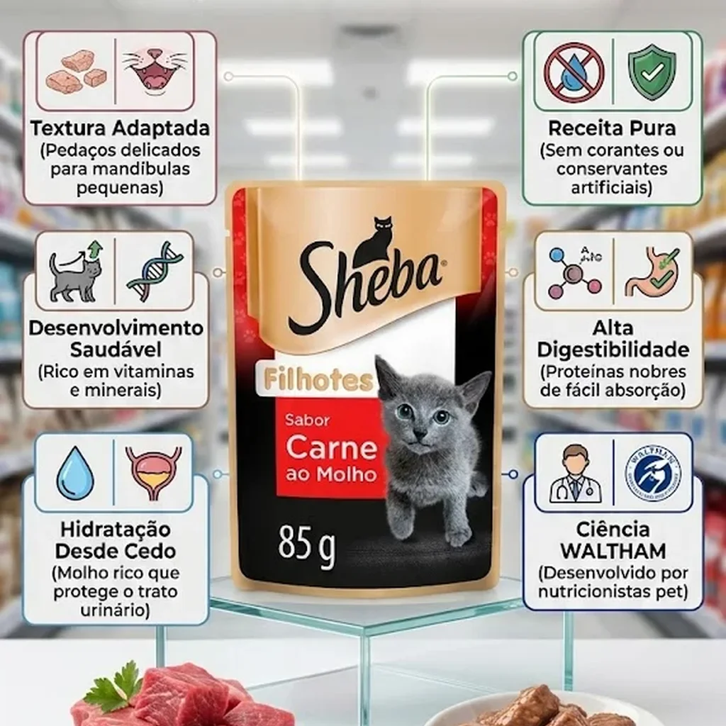 Alimento Úmido Sheba Sachê para Gatos Filhotes: Sabor Carne ao Molho - 85g - imagem 2