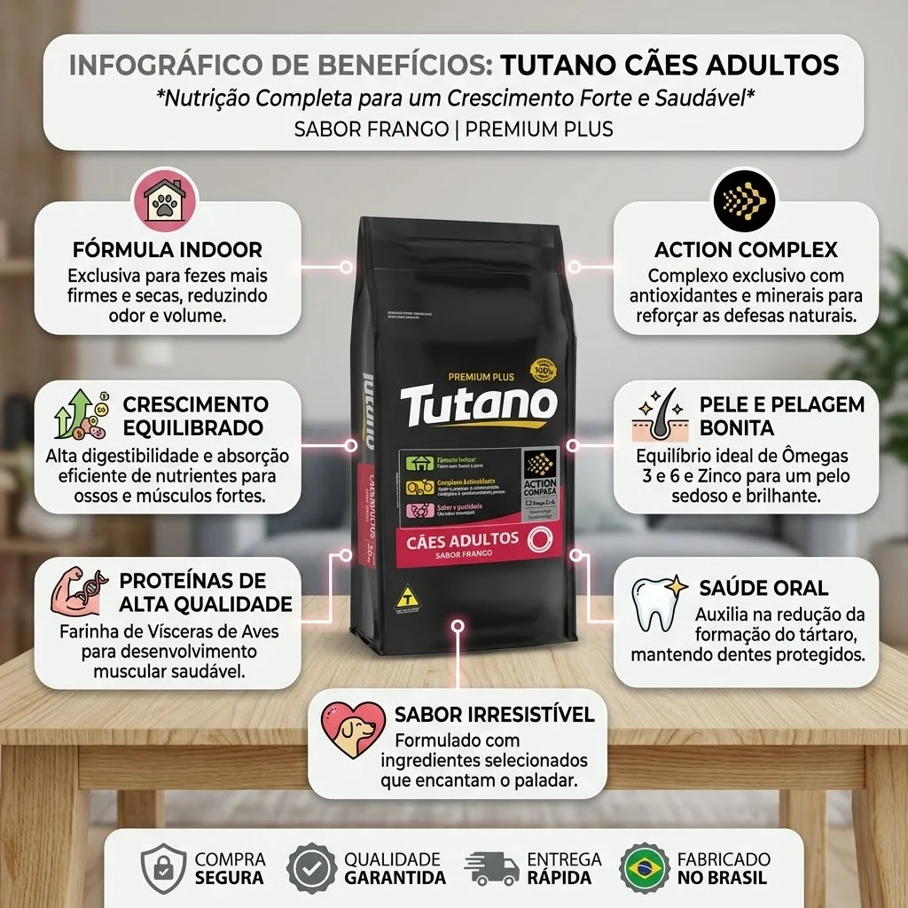Ração Tutano para Cães Adultos Sabor Frango 20Kg - imagem 2