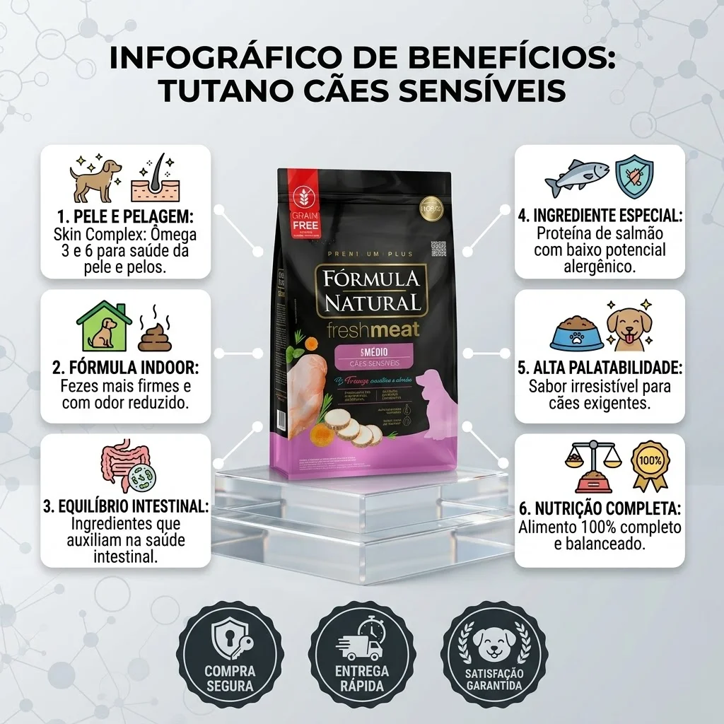 Ração Tutano Sensíveis para Cães Adultos Sabor Salmão 15Kg - imagem 2