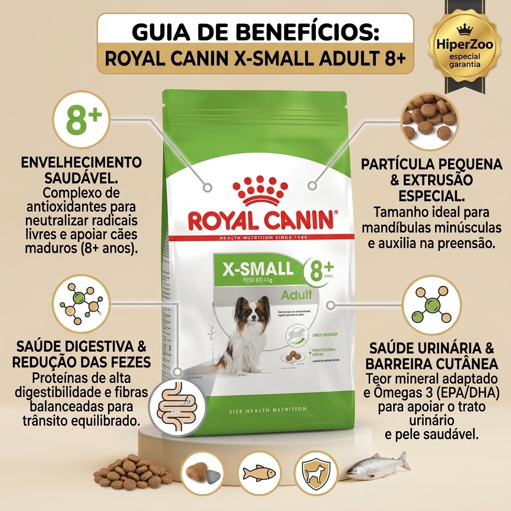 Ração Royal Canin X-Small 8+ para Cães Sêniors Raças Pequenas  2,5Kg - imagem 2