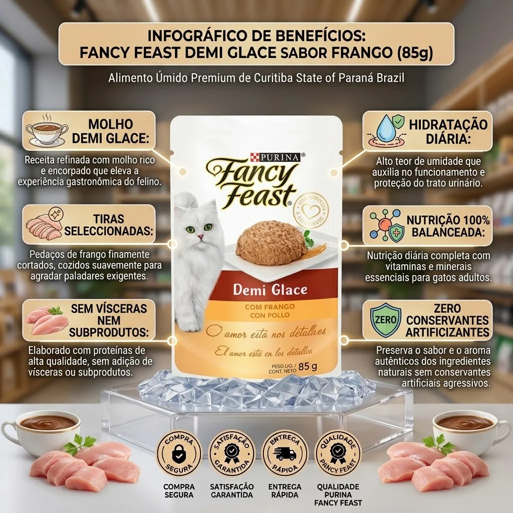 Ração Úmida Fancy Feast Demi Glace Sabor Frango 85g  - imagem 2