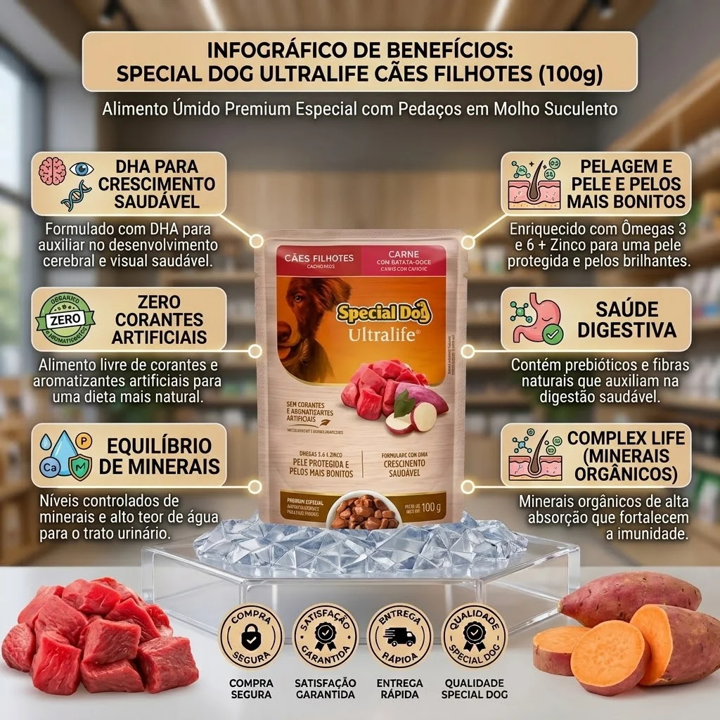 Ração Úmida Special Dog Ultralife para Cães Filhotes Sabor Carne com Batata Doce 100g - imagem 2
