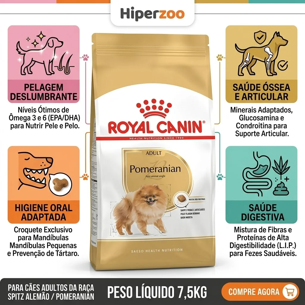 Ração Royal Canin para Lulu da Pomerânia para Cães Adultos - 7.5Kg - imagem 2