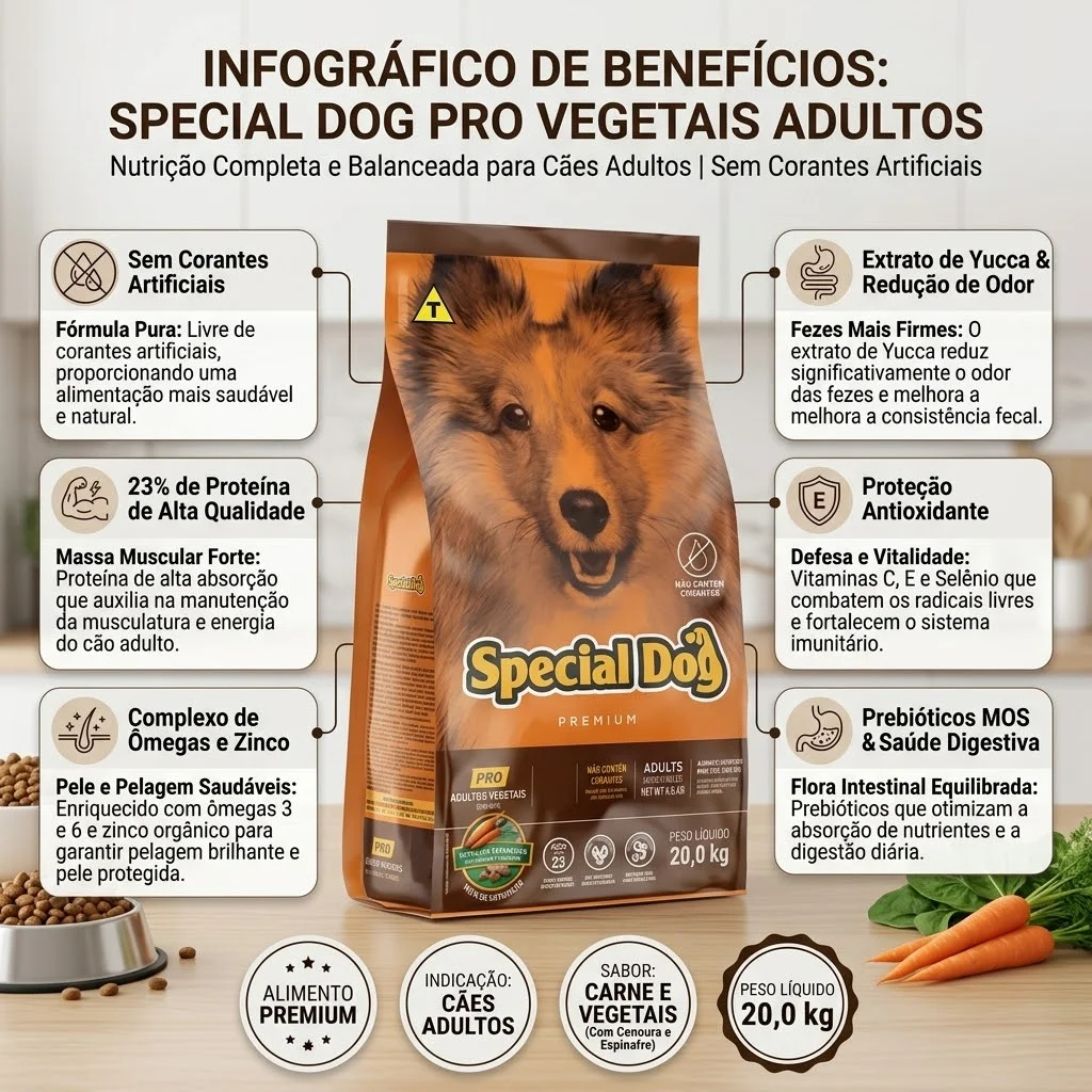 Ração Special Dog Pró Sabor Vegetais para Cães Adultos 20Kg - imagem 2
