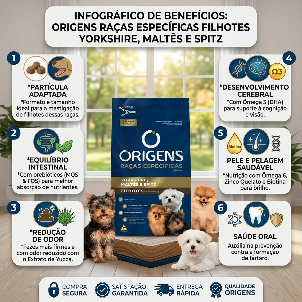 Ração Origens Premium Especial Raças Específicas para Cães Filhotes Yorkshire, Maltês E Spitz 1Kg - imagem 2