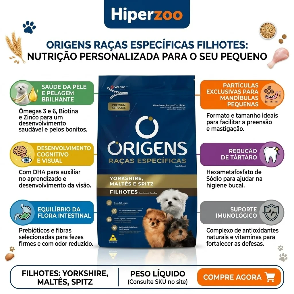 Ração Origens Premium Especial Raças Específicas para Cães Filhotes Yorkshire, Maltês E Spitz 10,1Kg - imagem 2
