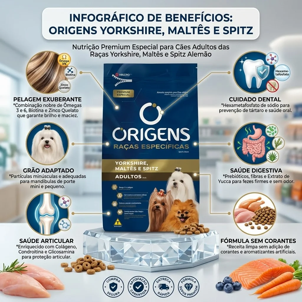 Ração Origens Premium Especial Raças Específicas para Cães Adultos Yorkshire, Maltês E Spitz 10,1Kg - imagem 2