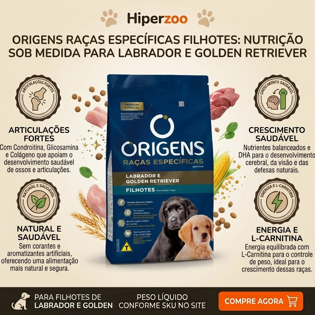 Ração Origens Premium Especial Raças Específicas para Cães Filhotes Labrador E Golden Retriever 15Kg - imagem 2