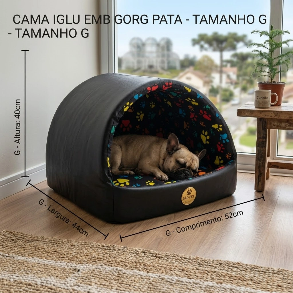 Cama Iglu Emborrachada Gorg Preto G 52x44x40Cm - imagem 3