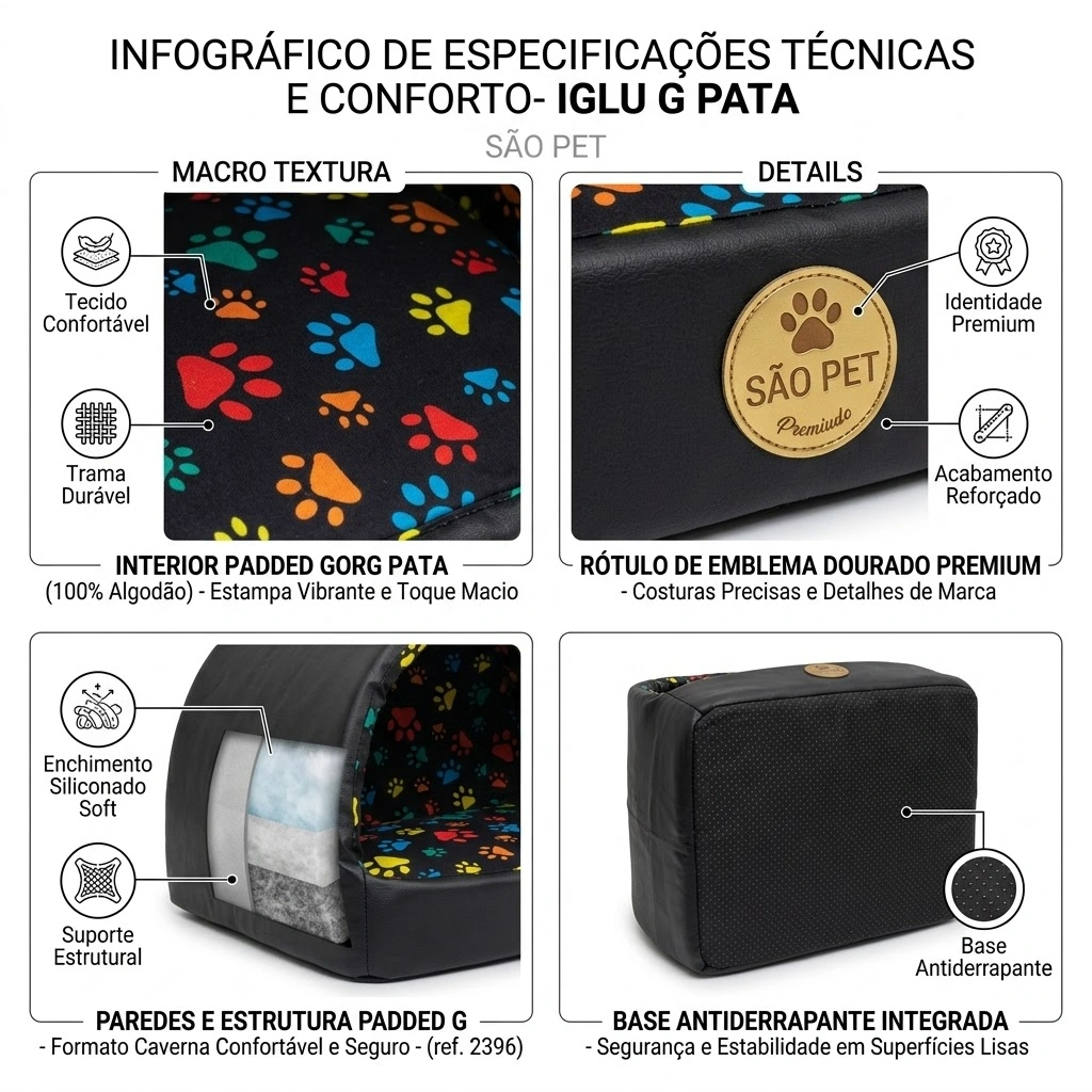 Cama Iglu Emborrachada Gorg Preto G 52x44x40Cm - imagem 4