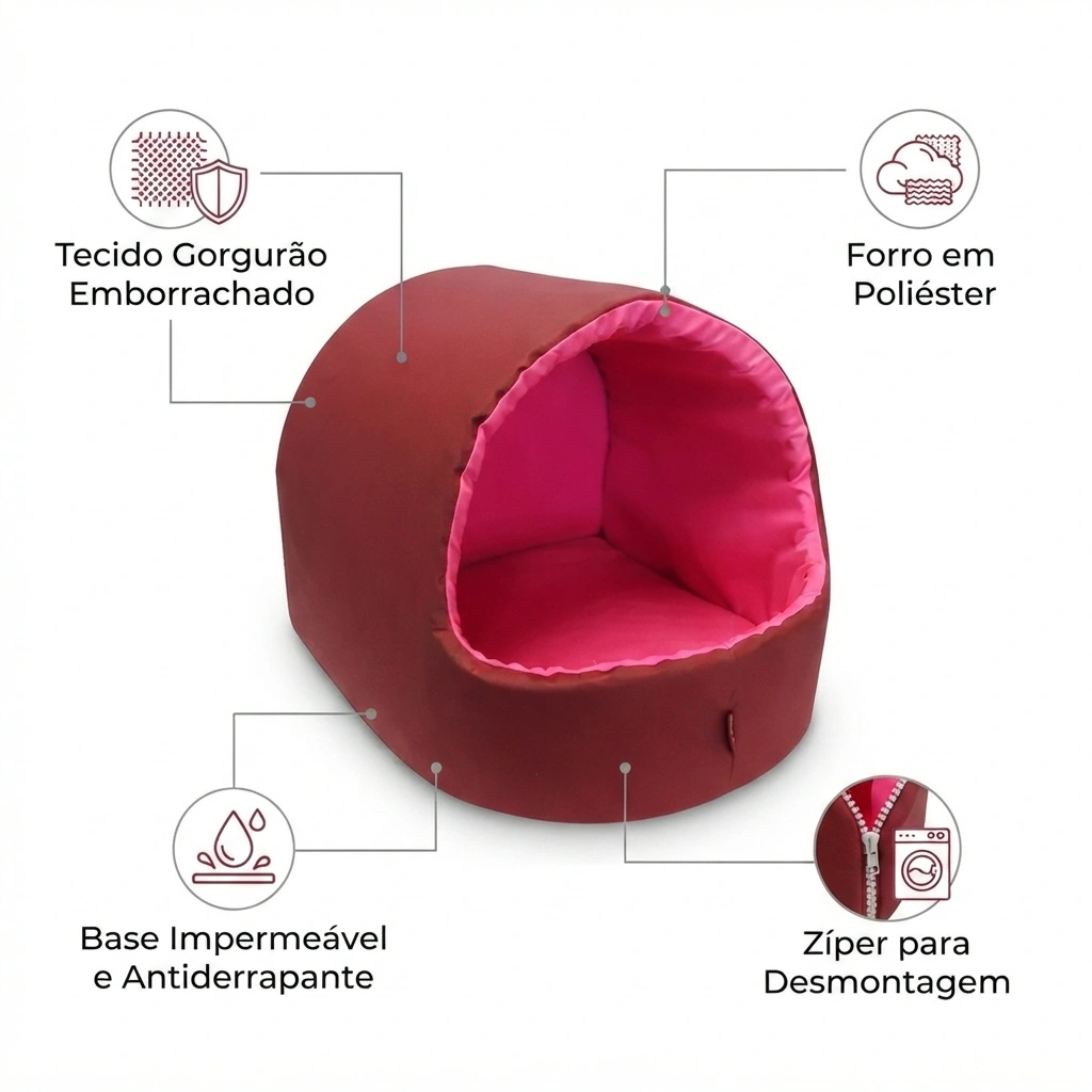Cama São Pet Iglu Emborrachada Rosa Tamanho G  Para Cães - imagem 3
