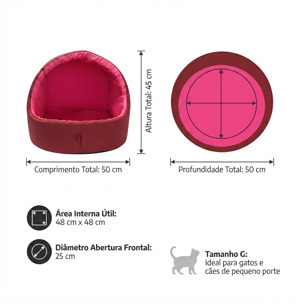 Cama São Pet Iglu Emborrachada Rosa Tamanho G  Para Cães - imagem 4