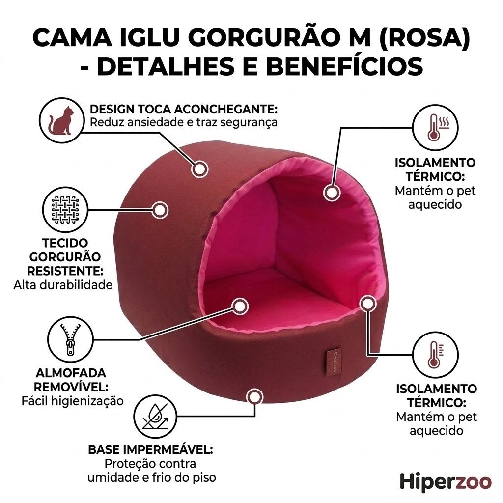 Cama Iglu Emborrachada Tamanho M Rosa  - imagem 3