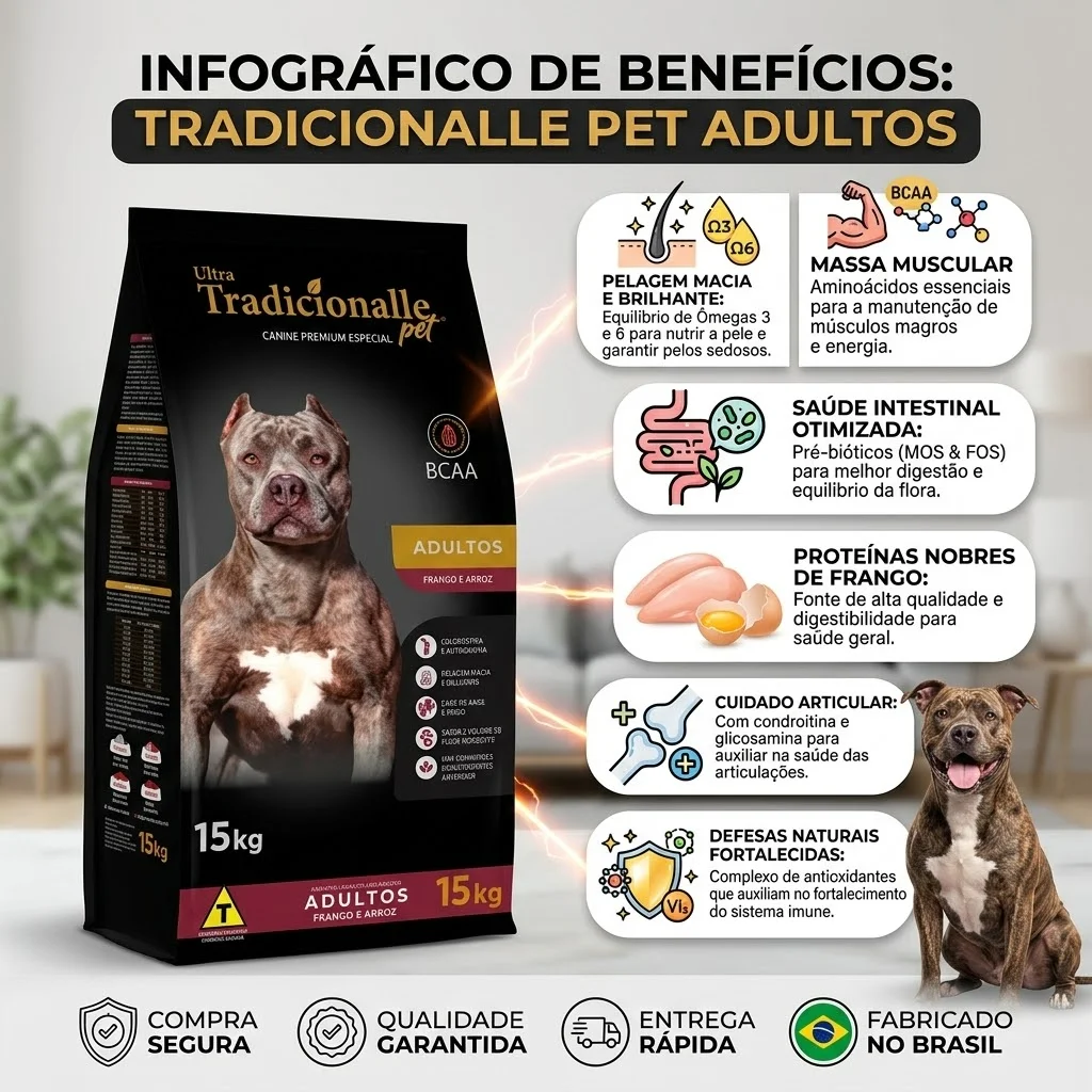 Ração Tradicionalle Pet Canine Premium Especial Para Cães Adultos 15Kg - imagem 2