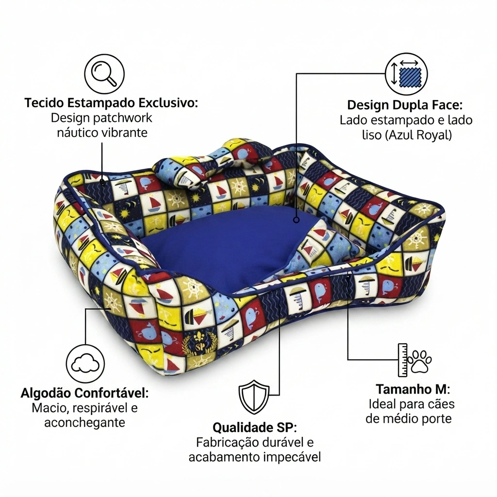 Cama Rubi Dupla Face Azul M 53x67x19Cm - imagem 3