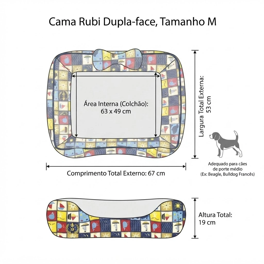 Cama Rubi Dupla Face Azul M 53x67x19Cm - imagem 4