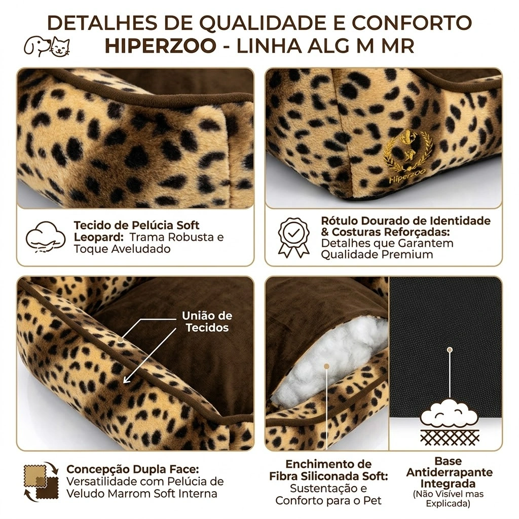 Cama Rubi Dupla Face em Algodão M Marrom 53x67x19Cm - imagem 3