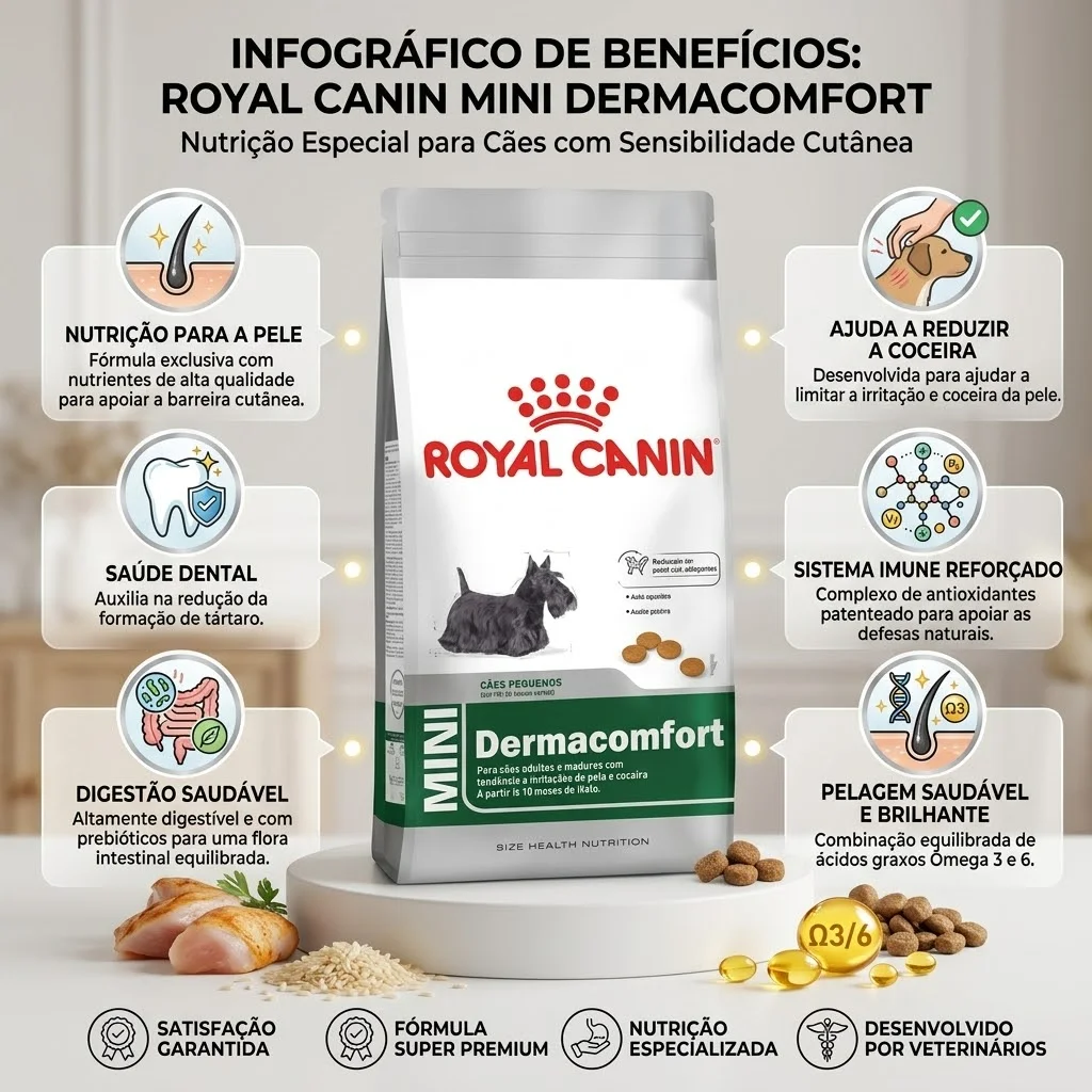 Ração Royal Canin Mini Dermaconfort para Cães Adultos Raças Pequenas - 01Kg - imagem 2