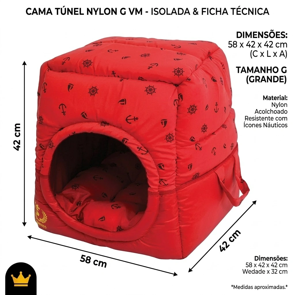 Cama Tunel Nylon 600 G Vermelha 58x42x42 - imagem 4