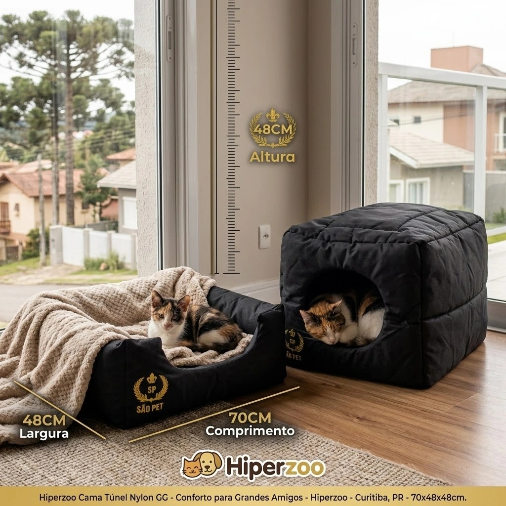 Cama Tunel Nylon 600 GG Preto 70x48x48Cm - imagem 3