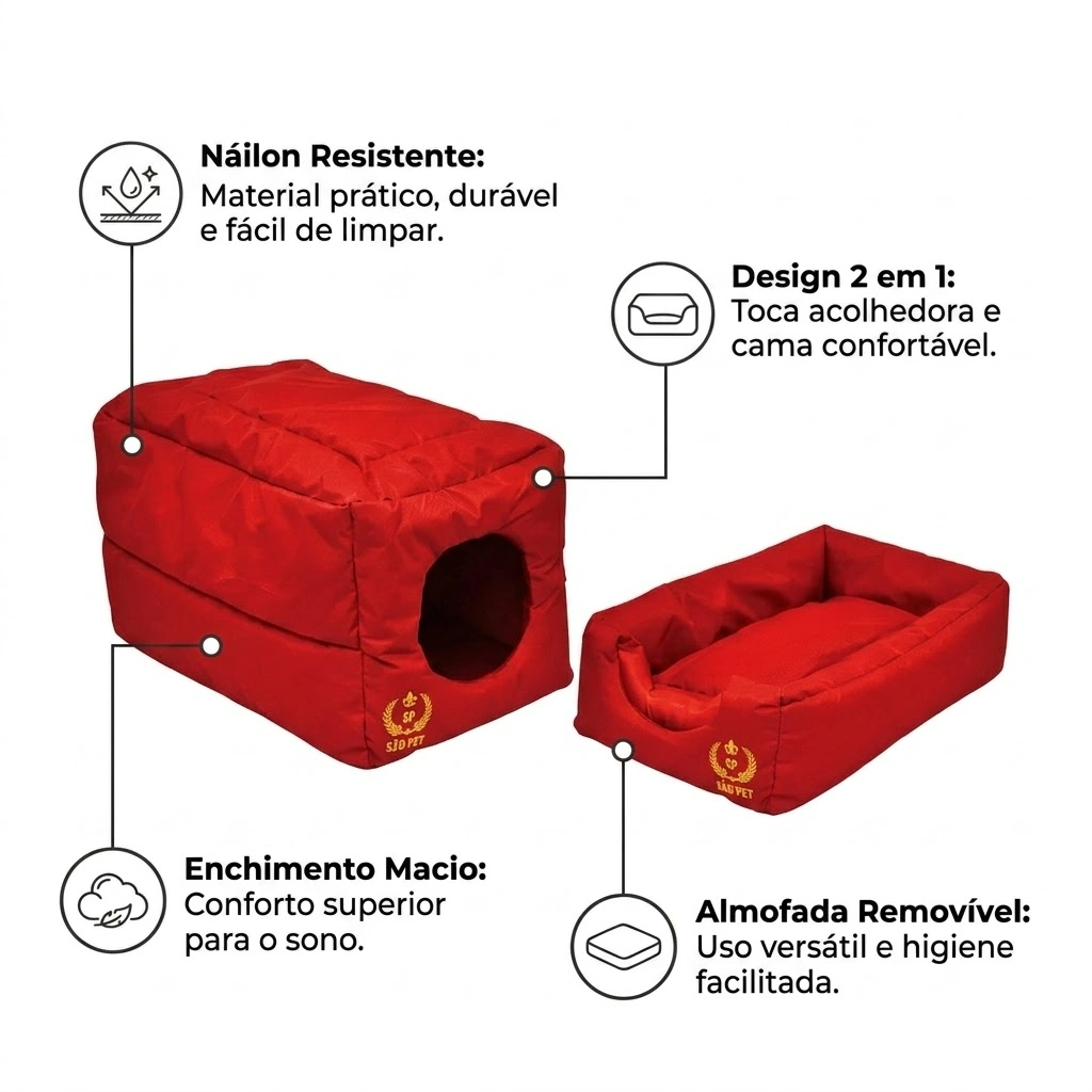 Cama Tunel Nylon 600 GG Vermelho 70x48x48Cm - imagem 3