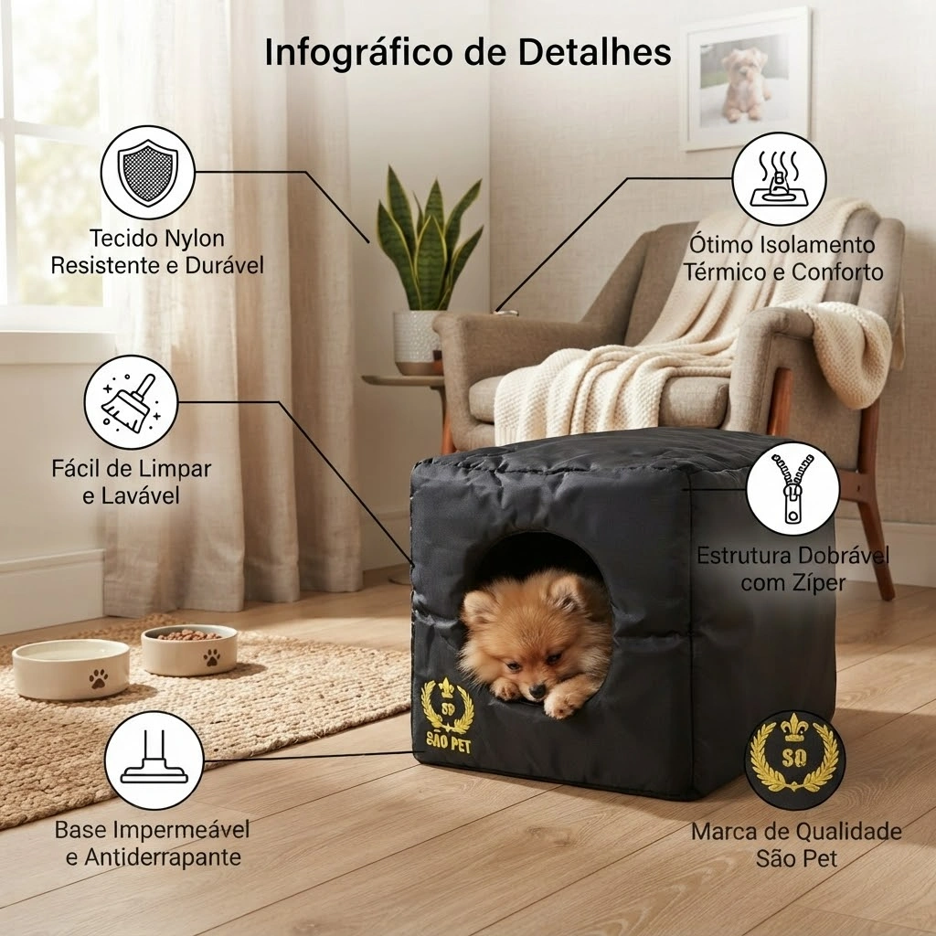 Cama Tunel Nylon 600 P Preto 44x27x27Cm - imagem 3