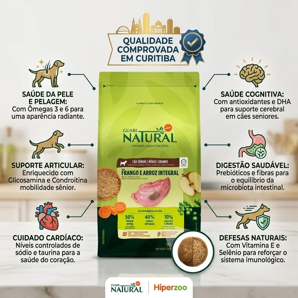 Ração Guabi Natural para Cães Sênior de Porte Médio e Grande Sabor Frango e Arroz Integral 12kg - imagem 2