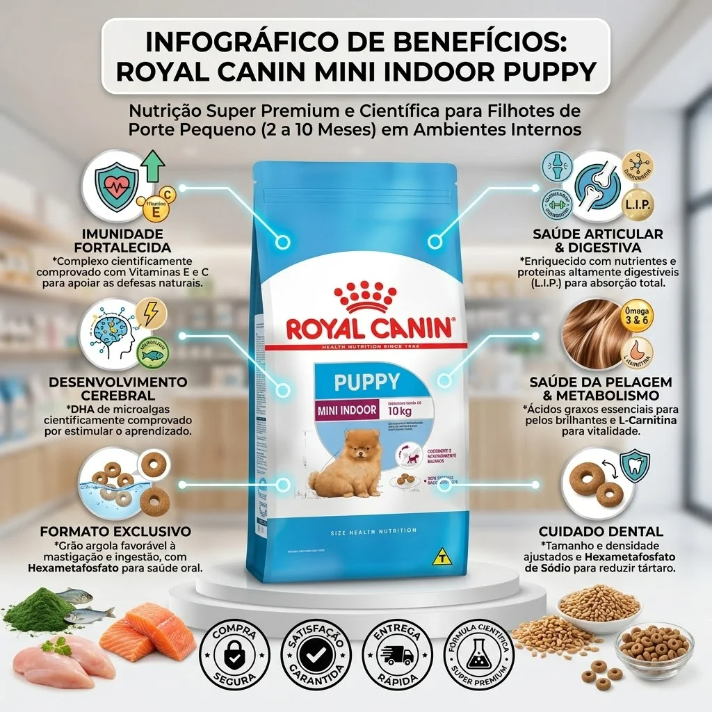 Ração Royal Canin Mini Indoor para Cães Filhotes Raças Pequenas - 2.5Kg - imagem 2