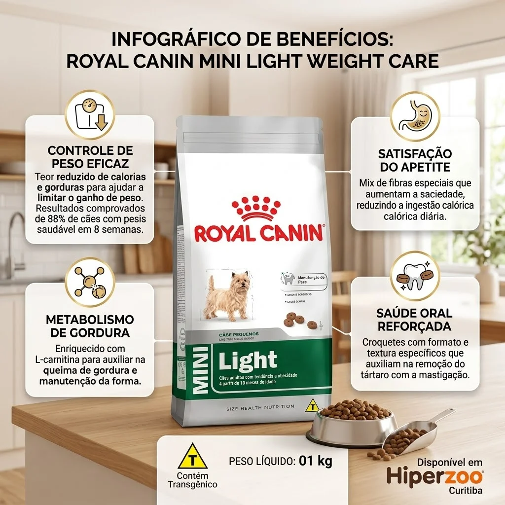 Ração Royal Canin Mini Light para Cães Adultos Raças Pequenas - 01Kg - imagem 2