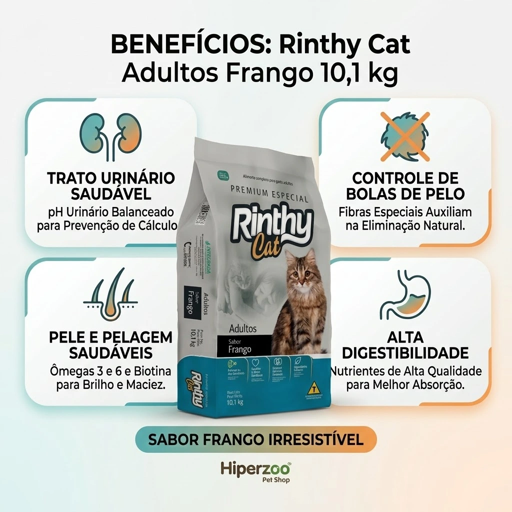 Ração Rinthy Gatos Premium Especial Adultos sabor Frango 10,1Kg - imagem 2