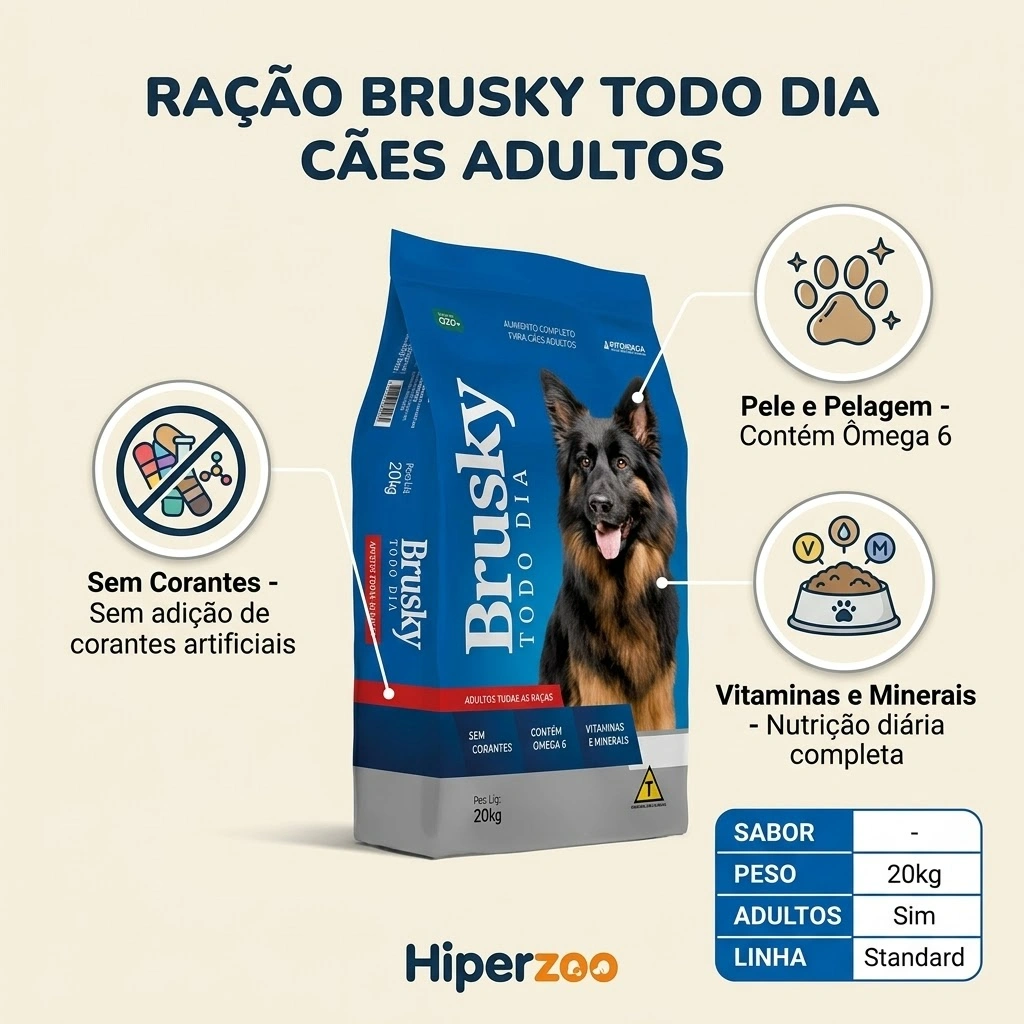Ração Brusky Standard Todo Dia Adulto 20Kg - imagem 2
