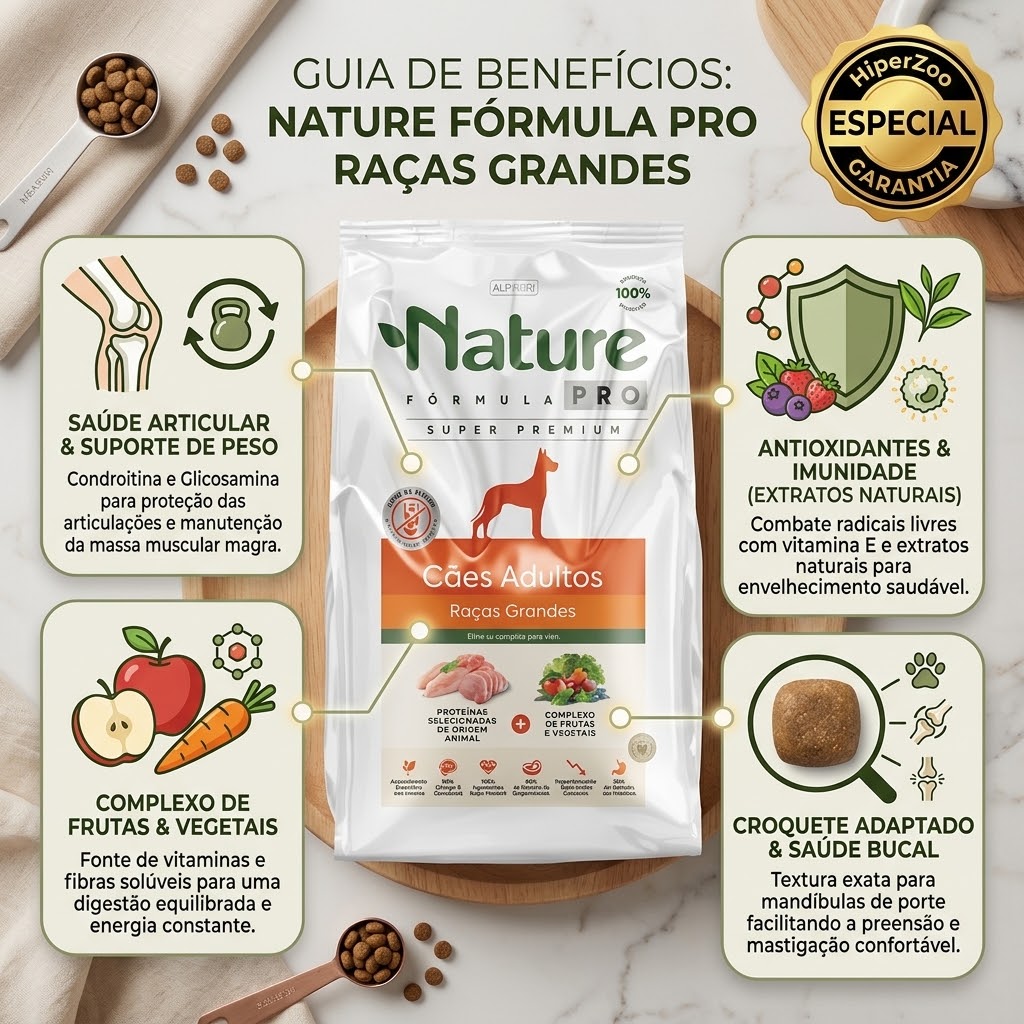 Ração Alinutri Nature Fórmula PRO Cães Adultos Raças Grandes 15Kg - imagem 2