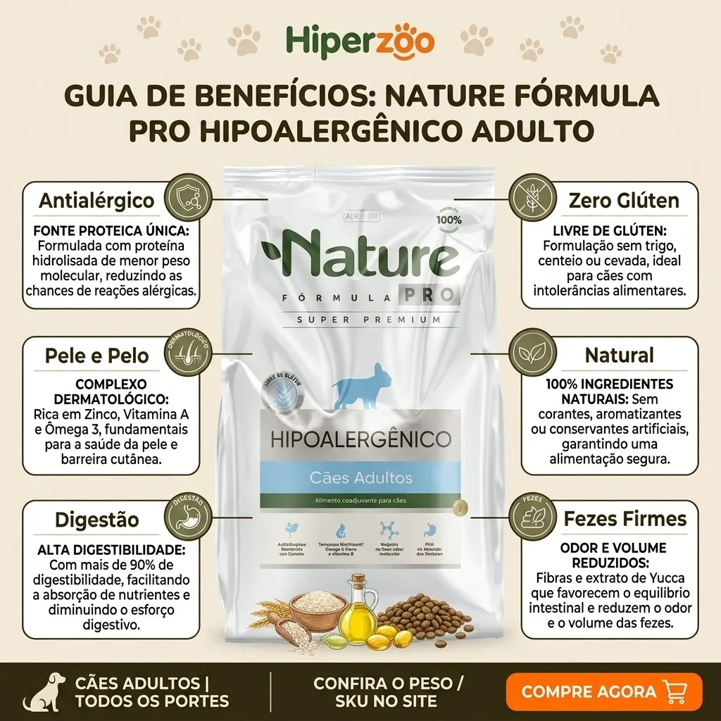 Ração Alinutri Nature Fórmula PRO Hipoalergênico Cães Adultos 10,1Kg - imagem 2