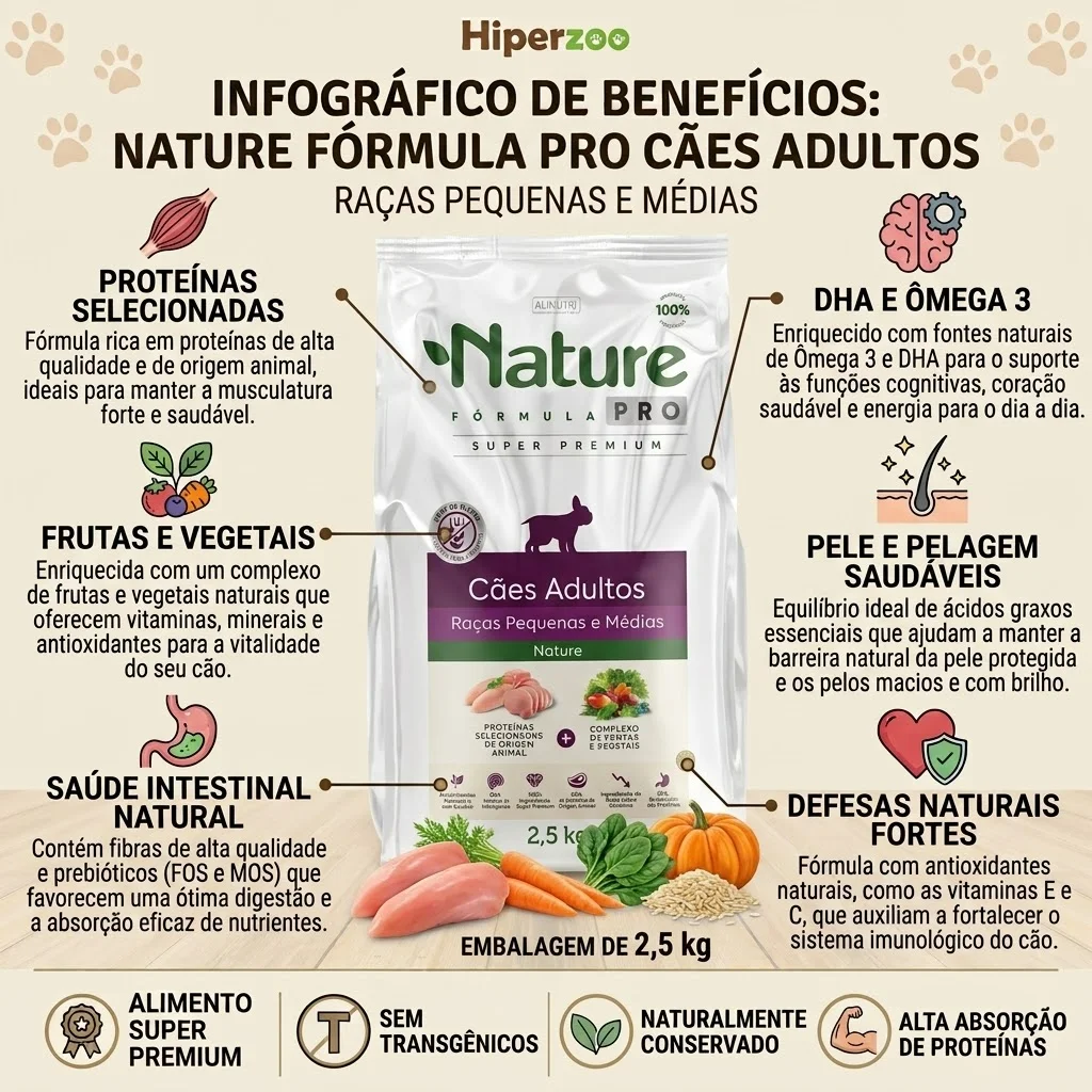 Ração Nature Fórmula Pró Cães Adultos Raça Pequena e Média 2,5Kg - imagem 2