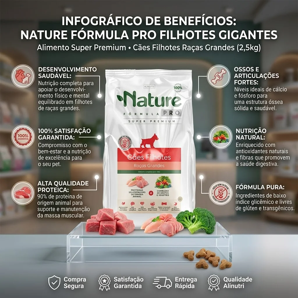 Ração Nature Fórmula Pro Cães Filhotes Raças Grandes 3Kg - imagem 2