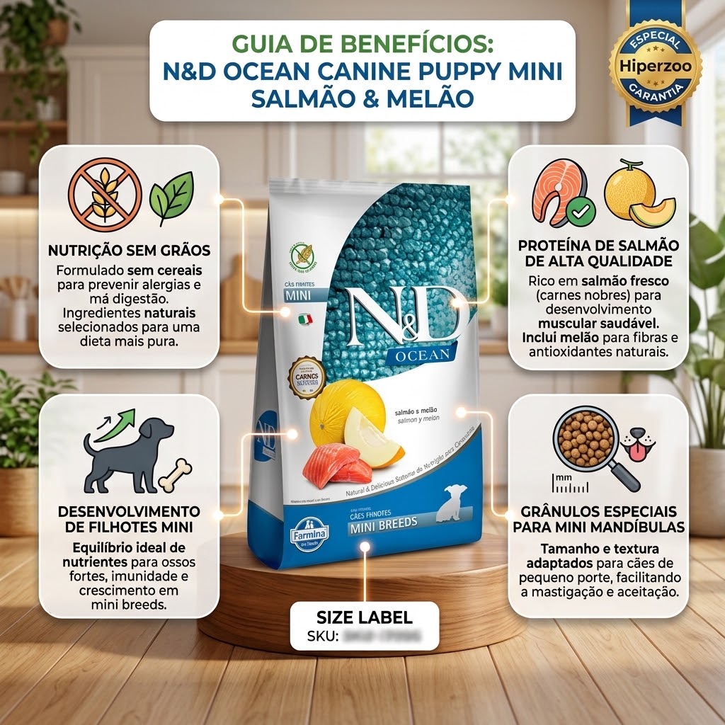 Ração N&D Ocean para Cães Filhotes de Porte Mini Sabor Salmão e Melão 2,5Kg - imagem 2
