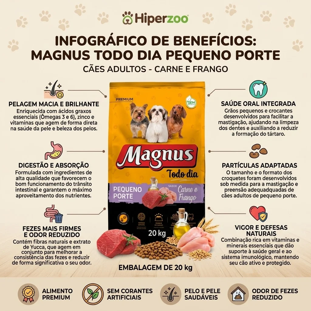 Ração Magnus Petit para Cães Adultos de Raças Pequenas 20Kg - imagem 2