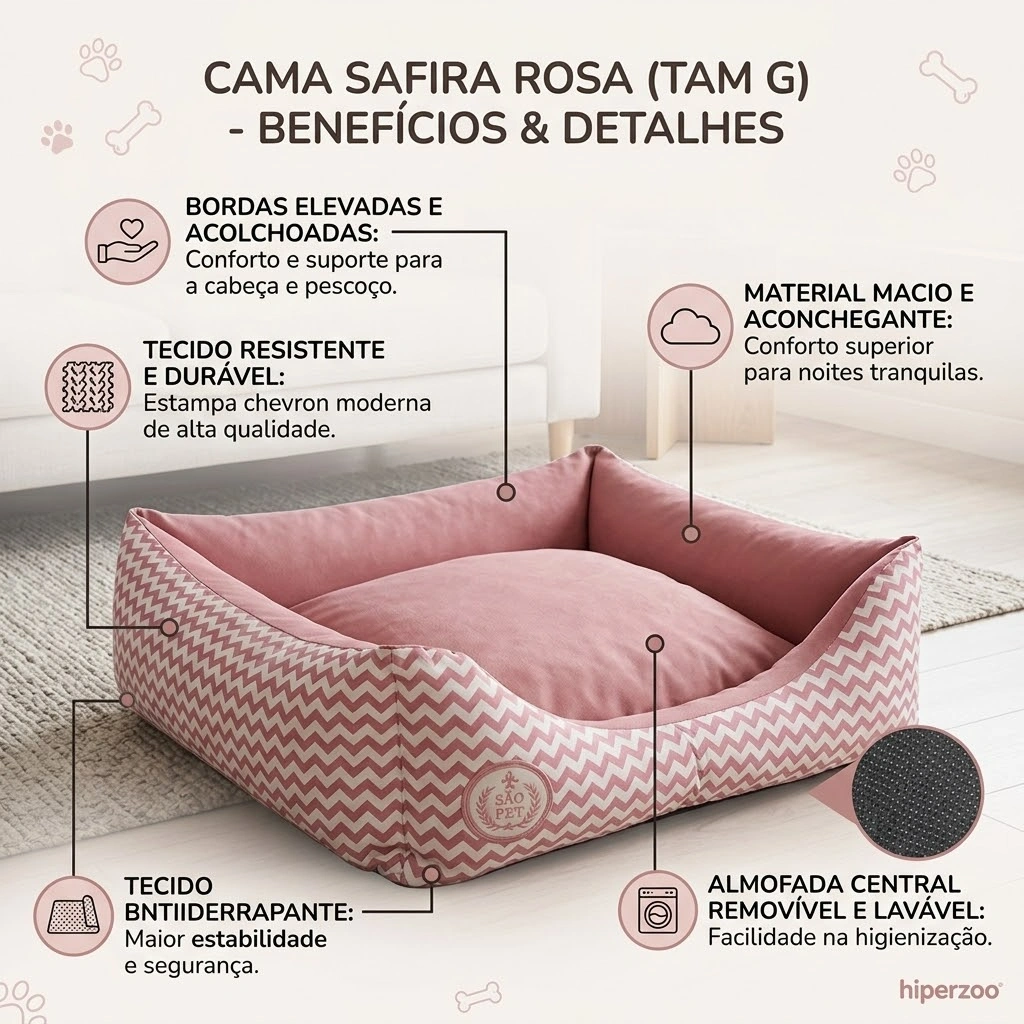 Cama São Pet Safira Rosa Tamanho G  - imagem 3